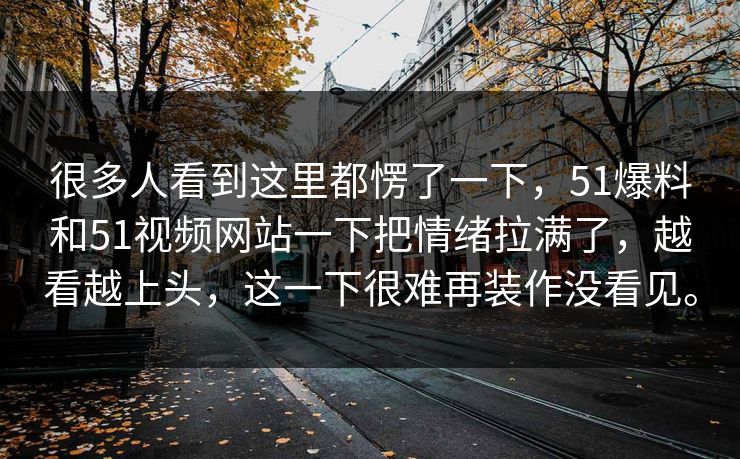 很多人看到这里都愣了一下，51爆料和51视频网站一下把情绪拉满了，越看越上头，这一下很难再装作没看见。